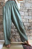 Lindin Linen Blend Crochet Flower Barrel Pant Washed Khaki